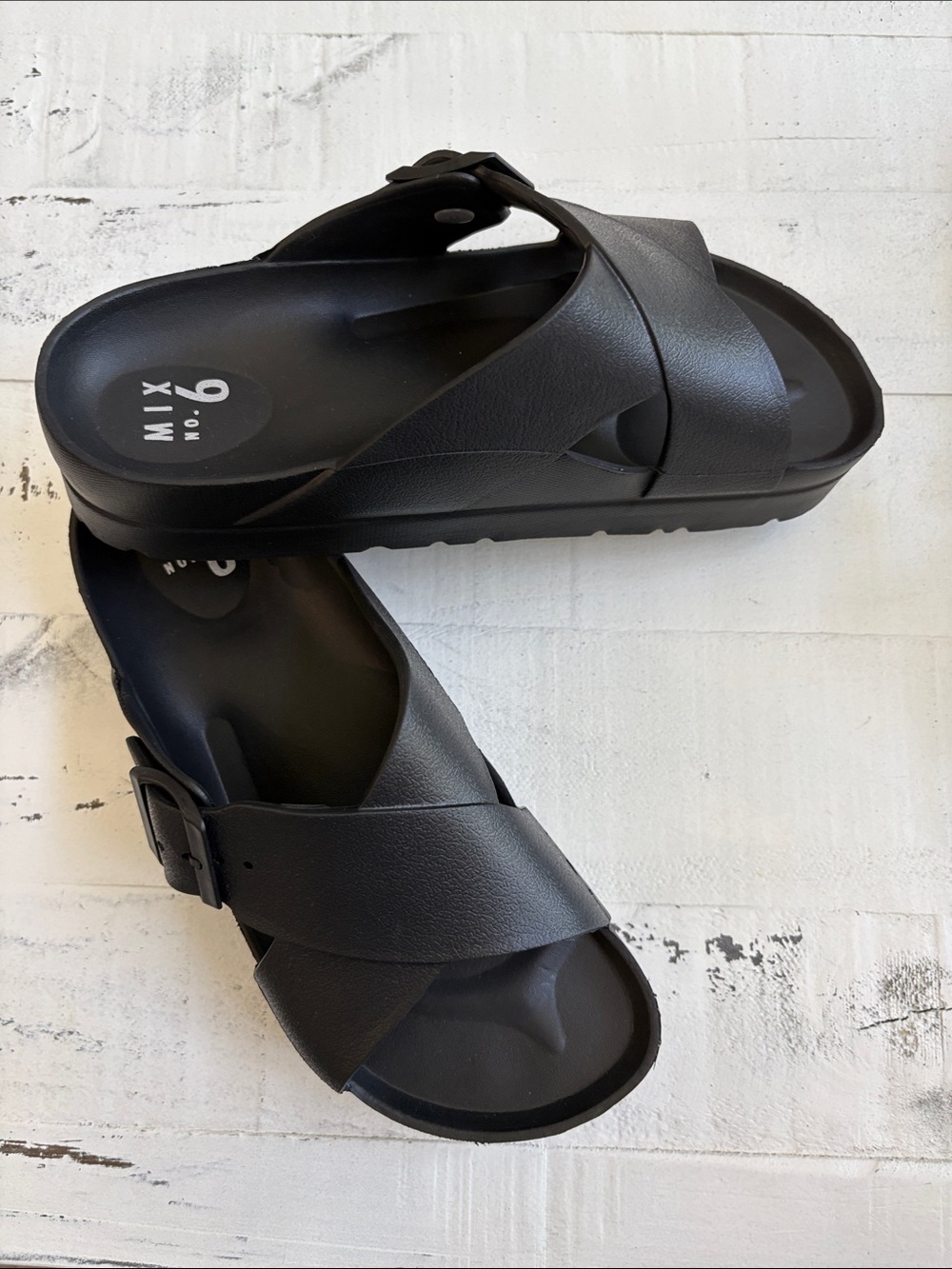 Mix No. 6 Black Crisscross Slide Sandals